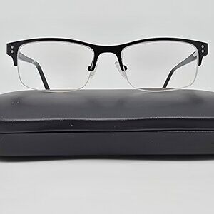 Tapout TAP840 001 Gloss Black Semi Rimless Eyeglasses Frame w Flexhinge and Case